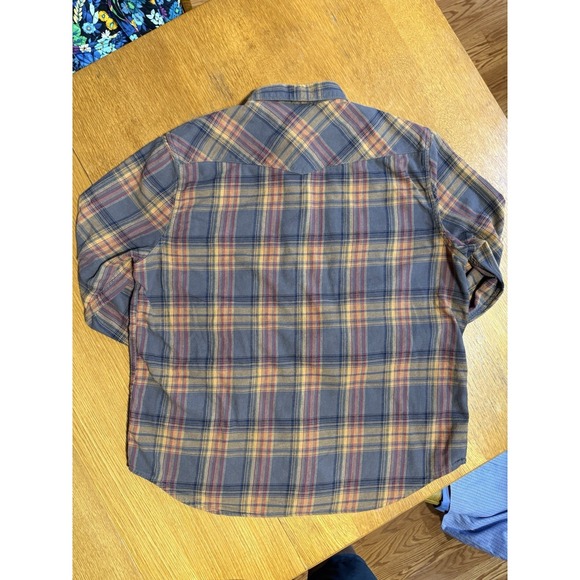 Lucky Brand Saturday Stretch Pearl Snap Plaid Flannel Shirt Mens XL Western - Picture 6 of 9